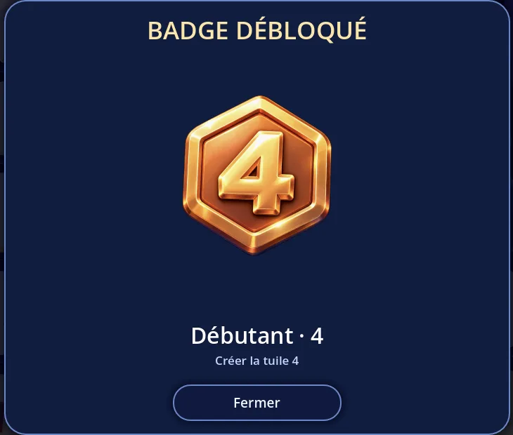 Badge unlocked window: Beginner · 4