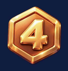 Badge Débutant · 4 de 2048 Deluxe, médaille hexagonale bronze