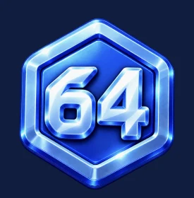Badge Rapide · 64 de 2048 Deluxe, médaille hexagonale bleue